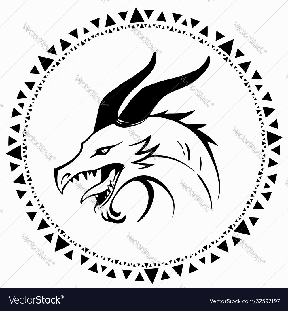 Simple drawing a dragons head made only Royalty Free Vector