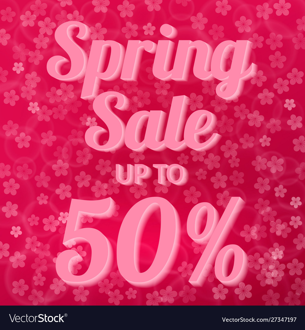 Spring sale banner 50 discount sign on hot pink