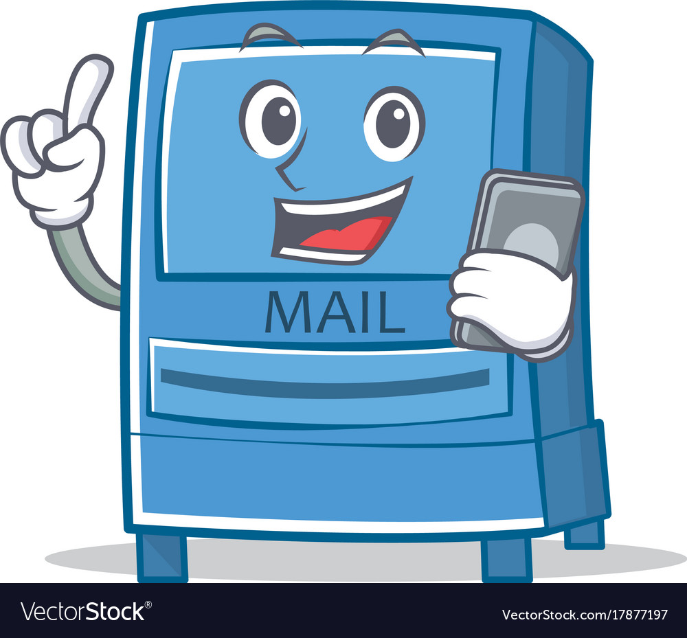 With phone mailbox character cartoon style