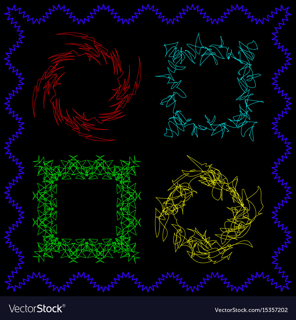 A set of frames from broken lines and scribbles