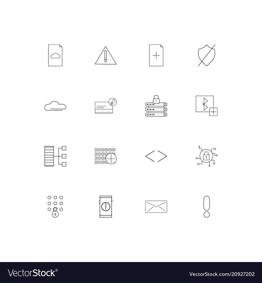 Cyber security linear thin icons set outlined