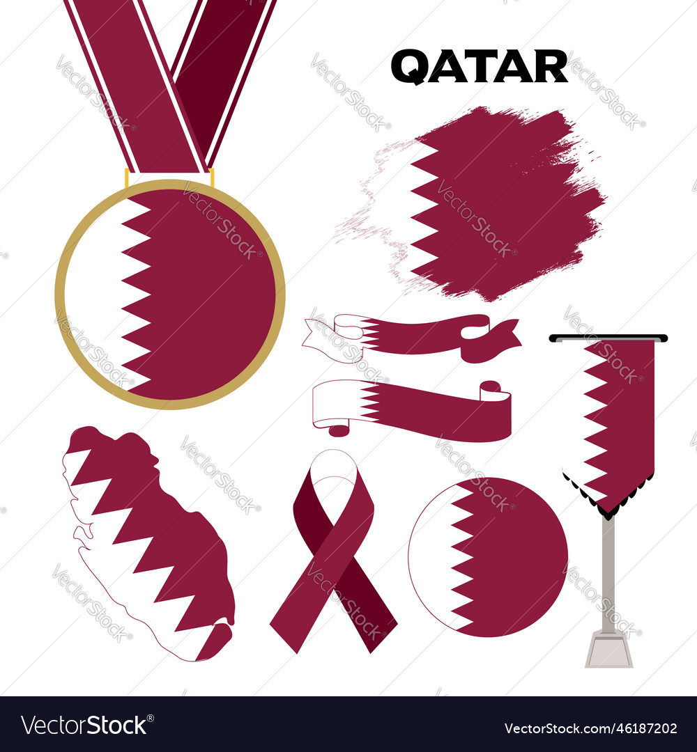 Elements collection with the flag of qatar design