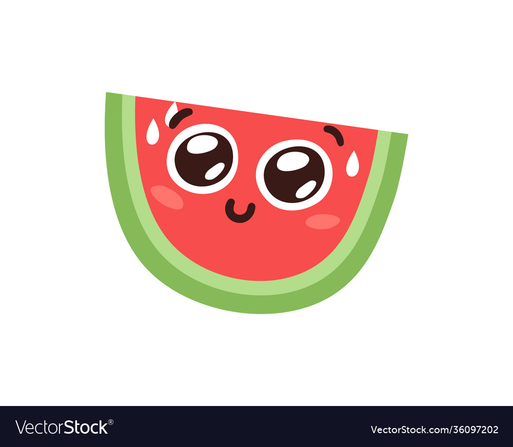 Hand drawn cartoon watermelon emoji food drawing Vector Image