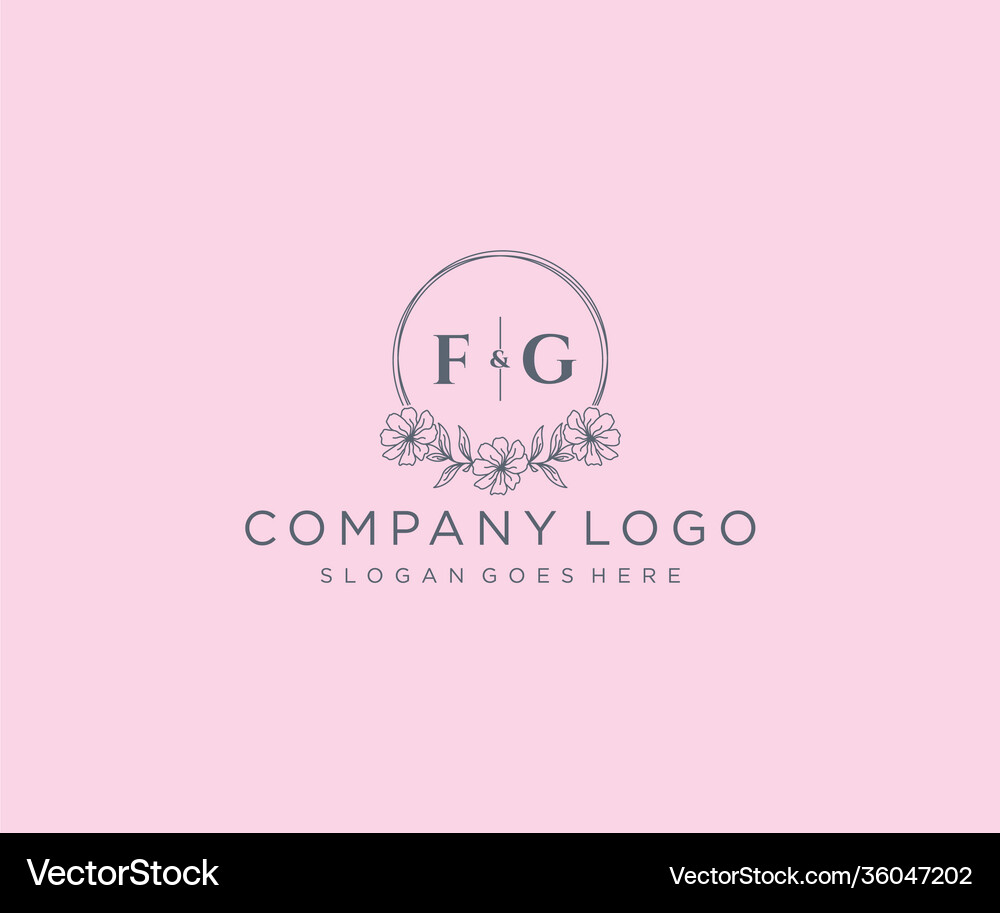 Initial fg letters floral frames unique Royalty Free Vector