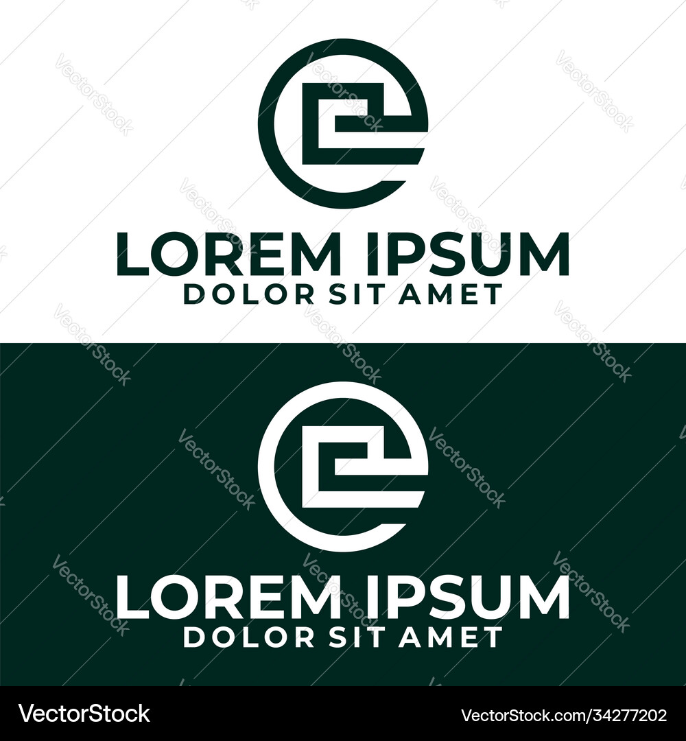 Initial letter e logo template with modern circle Vector Image