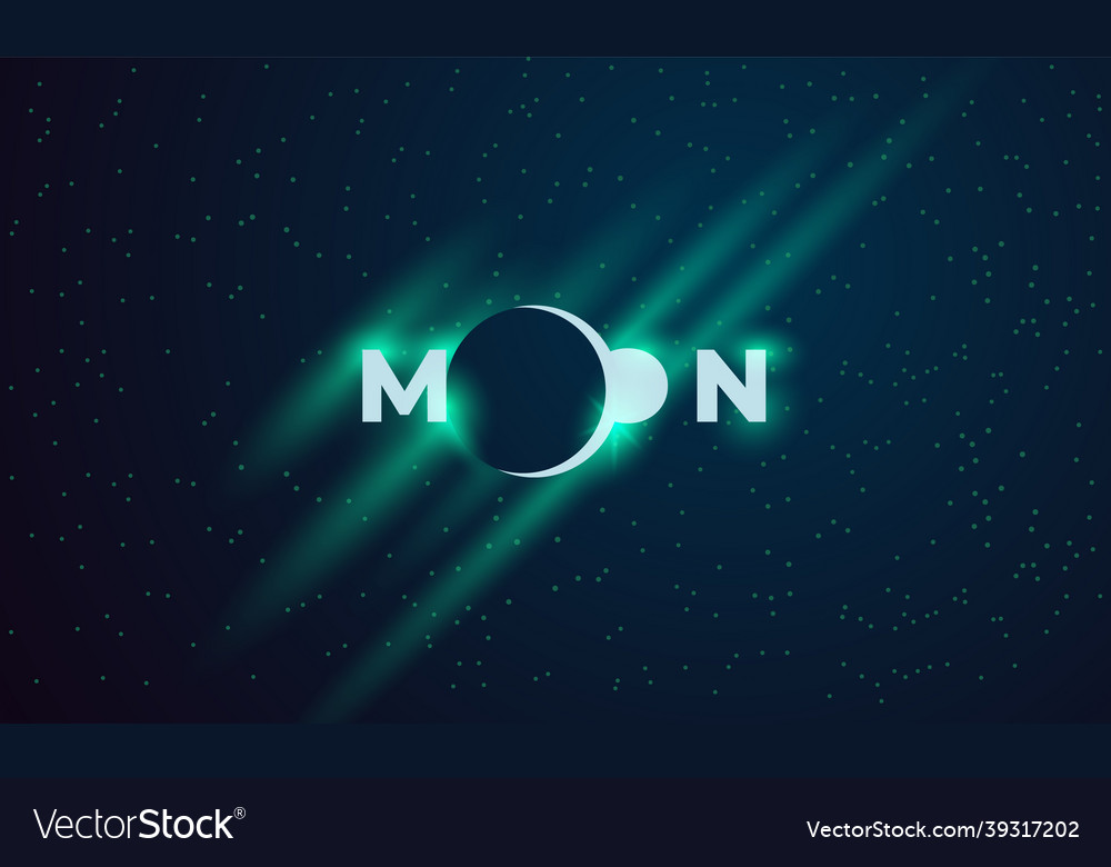 Moon text design with eclipse and satellite