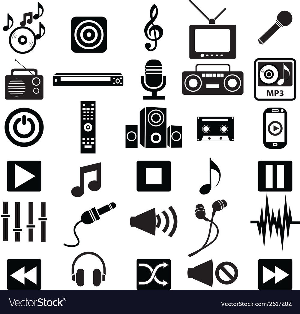 Music icon set Royalty Free Vector Image - VectorStock