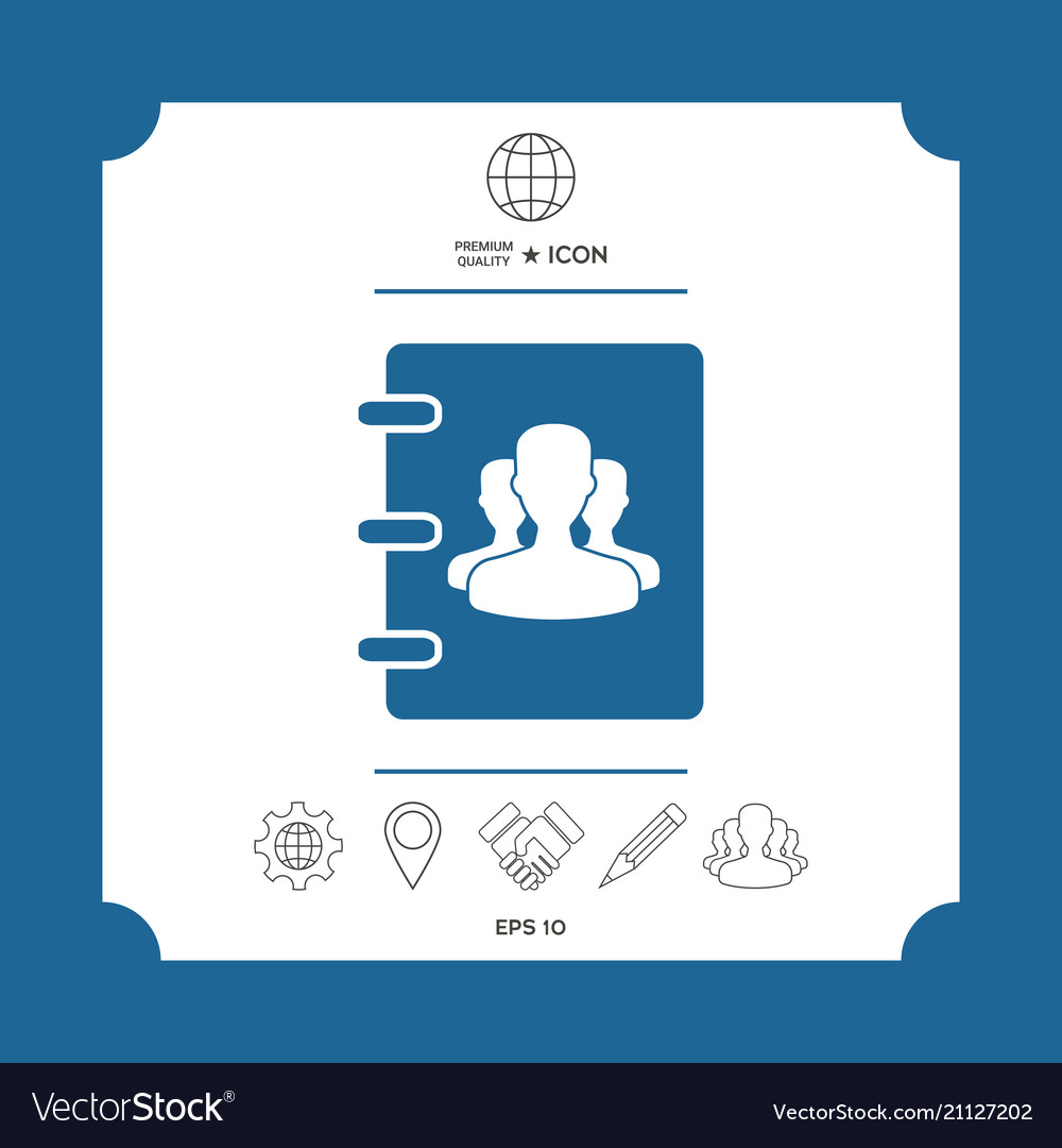 Notebook address phone book icon with symbol vector image Notebook address phone book icon with symbol