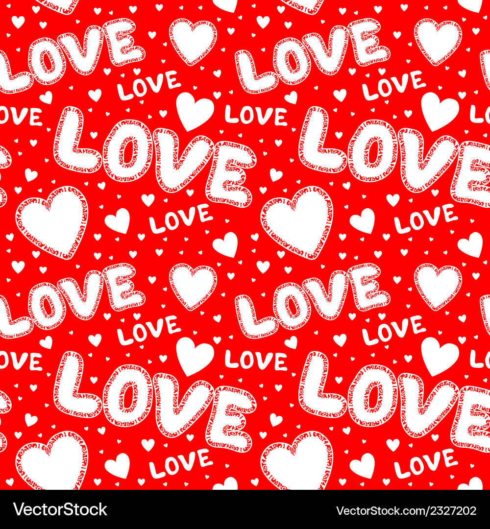 Red seamless love background with hearts Vector Image