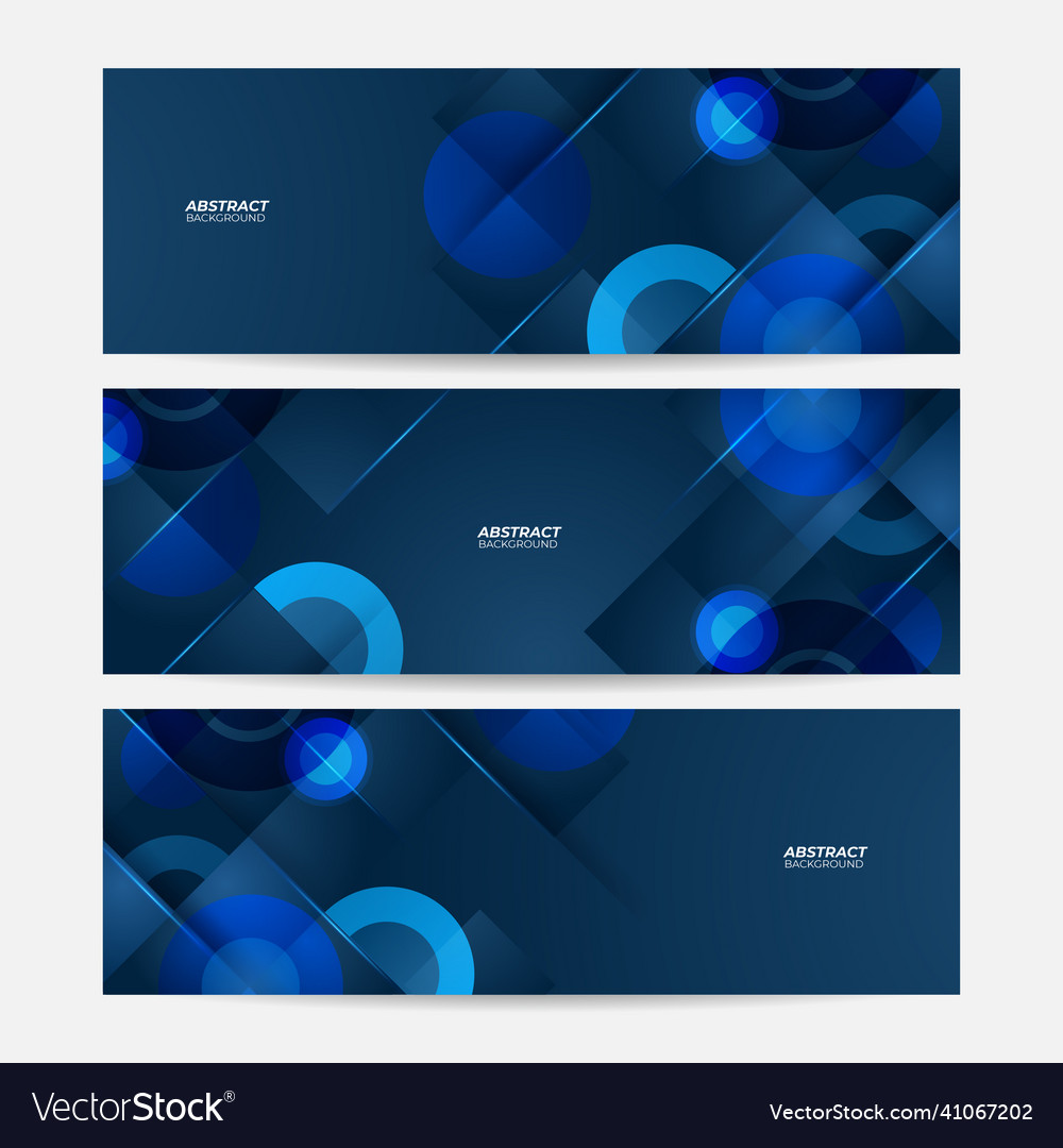 Set of abstract geometric dark navy blue banner Vector Image