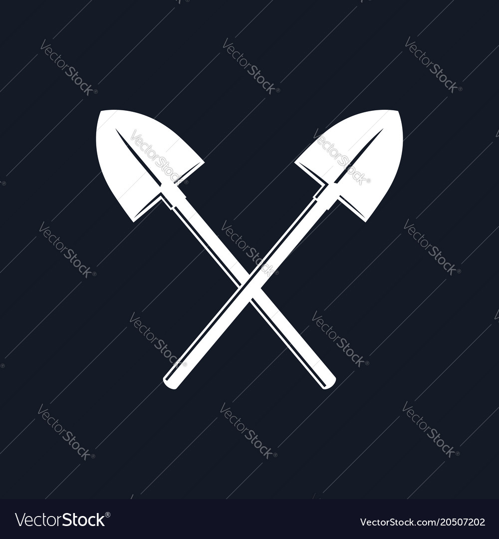 Silhouette of crossed shovels Royalty Free Vector Image