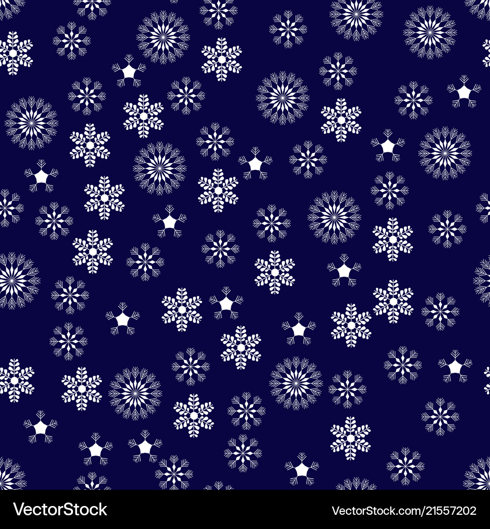 White snowflakes seamless pattern on black Vector Image