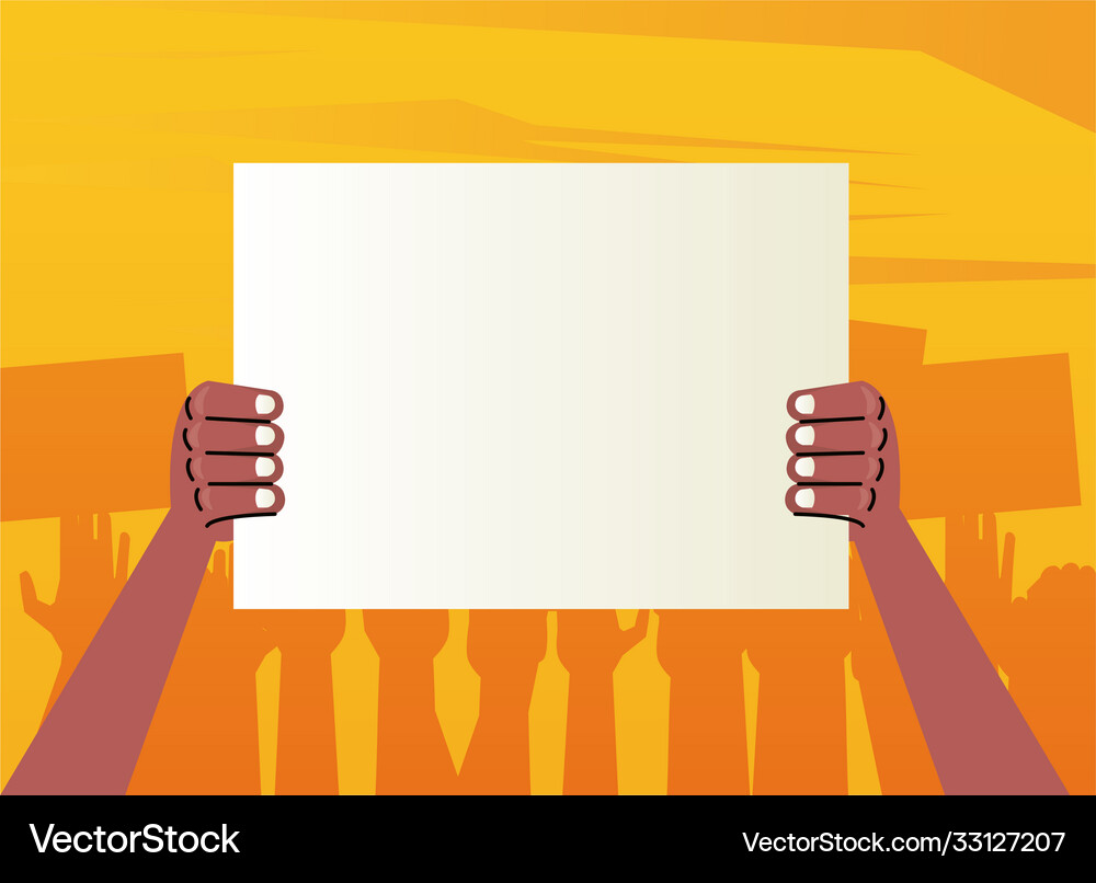 Afro hands human protesting lifting banner empty Vector Image