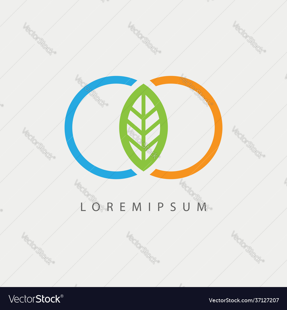 C letter leaf logo design template circle