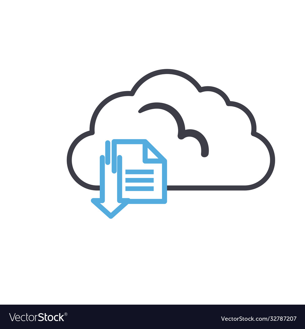 Cloud computing with document and download arrow