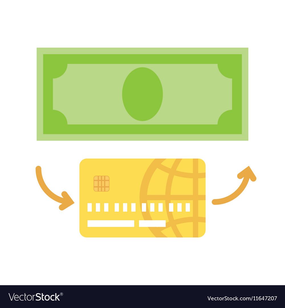 Credit card with cash flat icon Royalty Free Vector Image