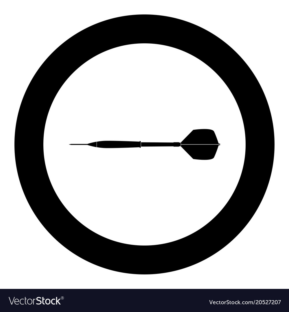 Dart arrow black icon in circle isolated