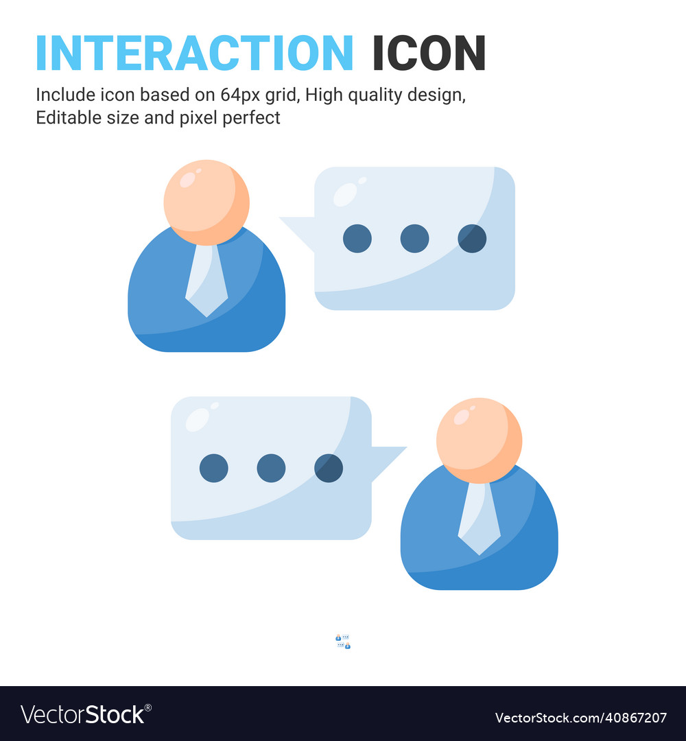 Interaction icon with flat color style isolated vector image Interaction icon with flat color style isolated