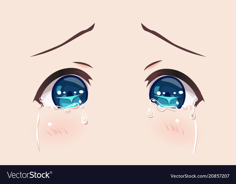 Scared anime face manga style funny eyes Vector Image