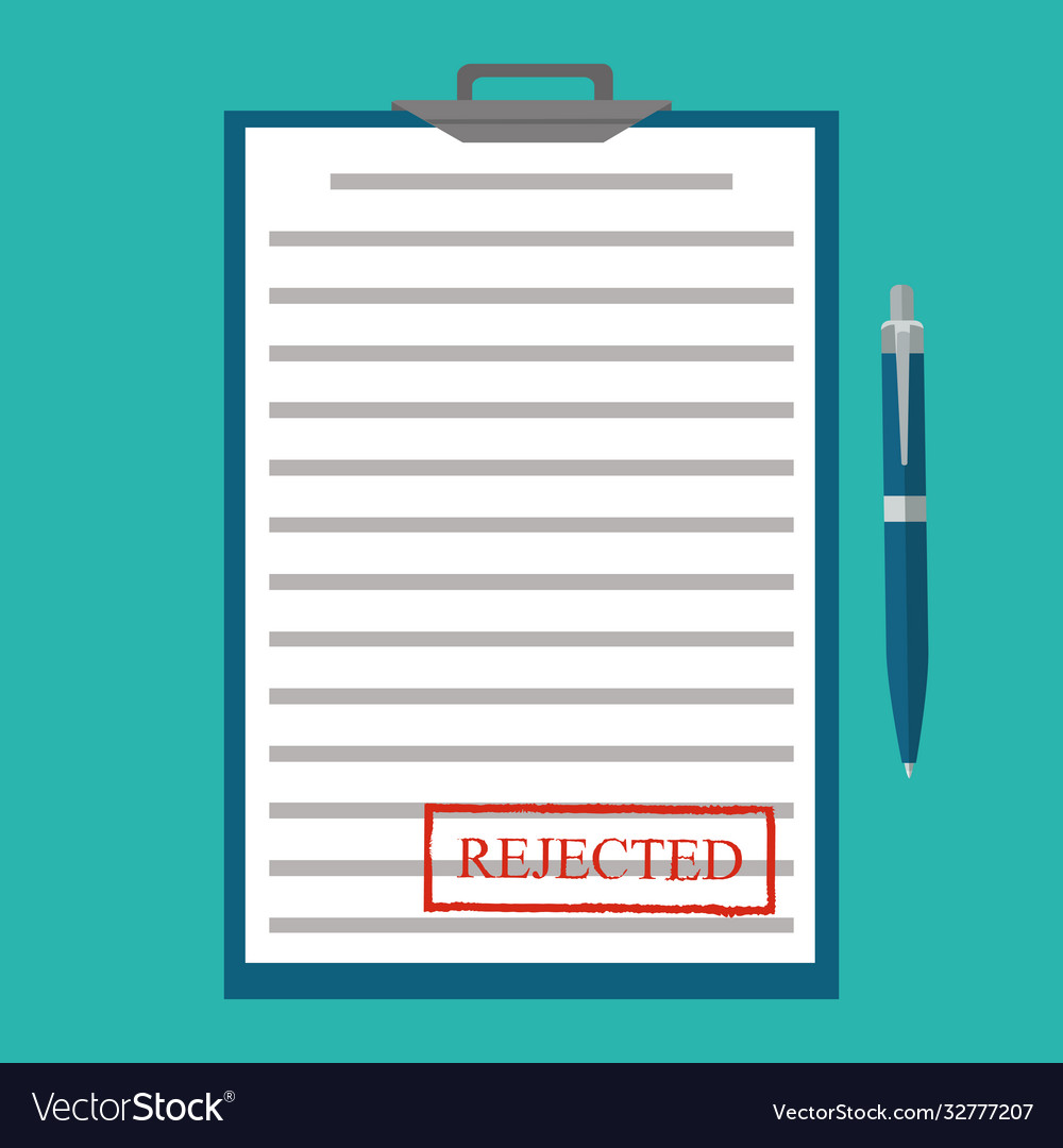 Rejected application concepts document Vector Image Rejected application concepts document