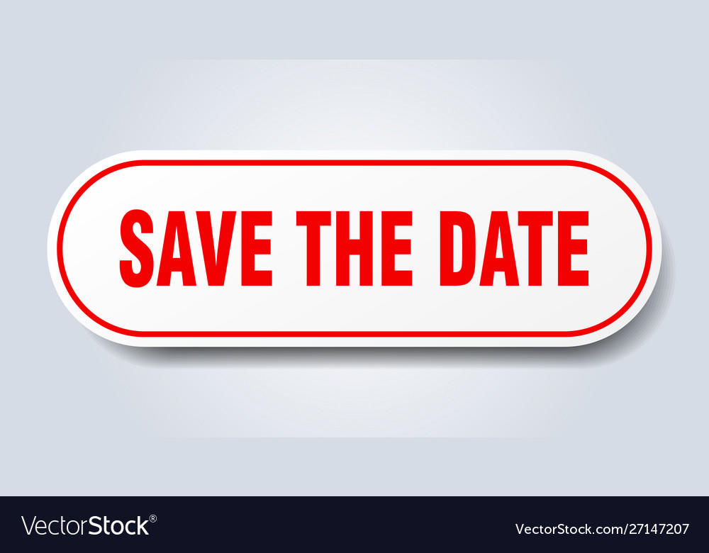 Save date sign rounded red