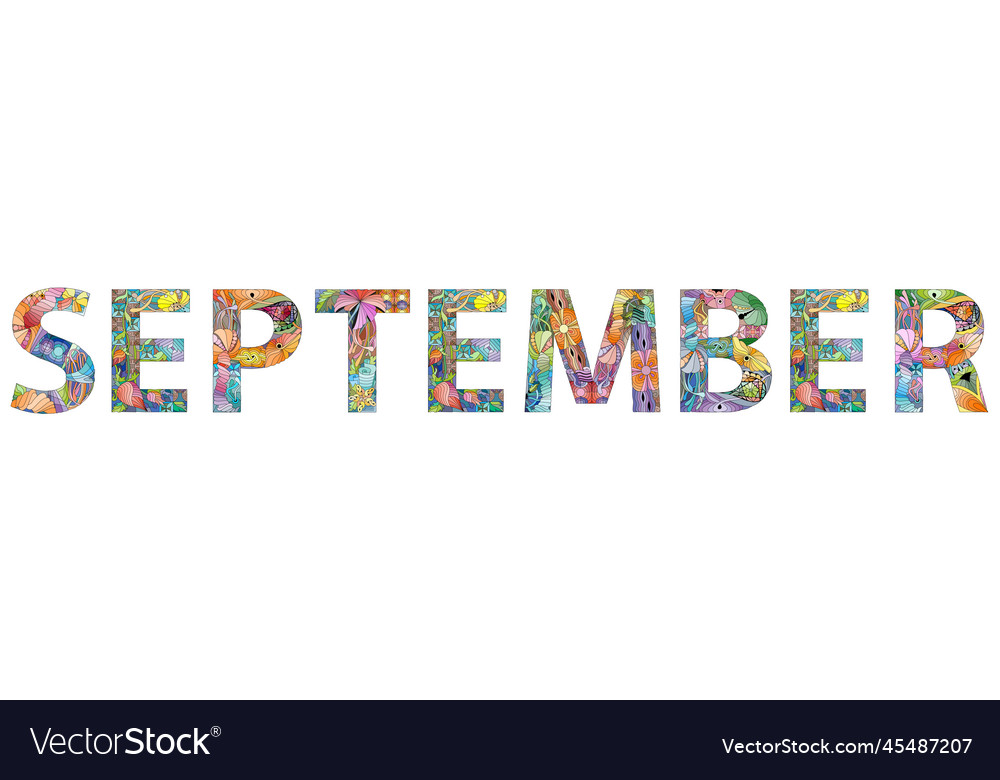 September handwritten word modern calligraphy Vector Image