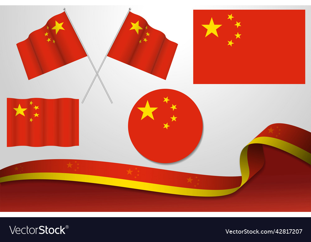 Set of china flags in different designs Vector Image Set of china flags in different designs