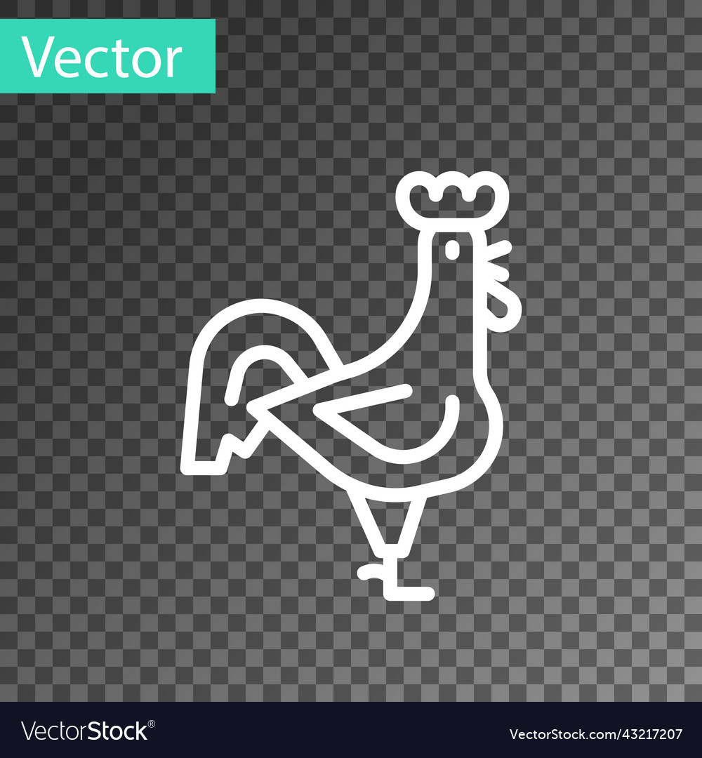 White line french rooster icon isolated