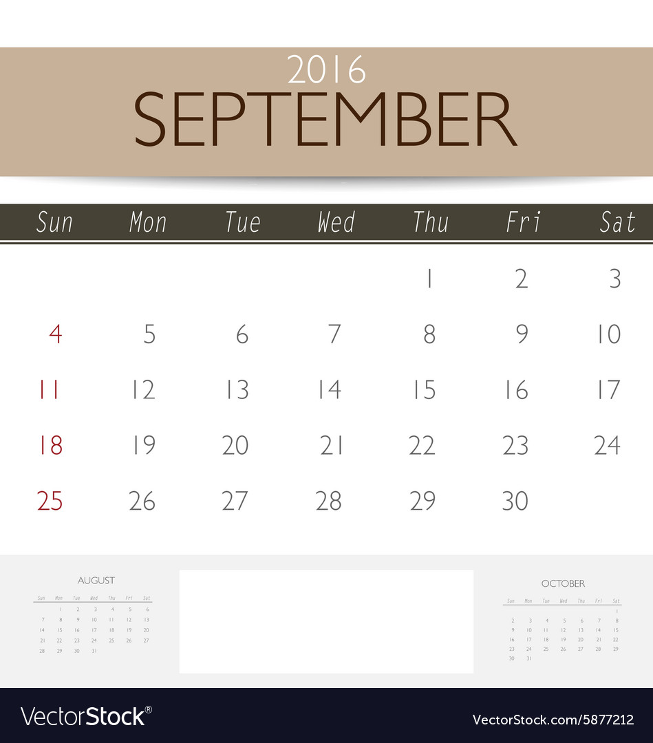 2016 calendar monthly template Royalty Free Vector Image