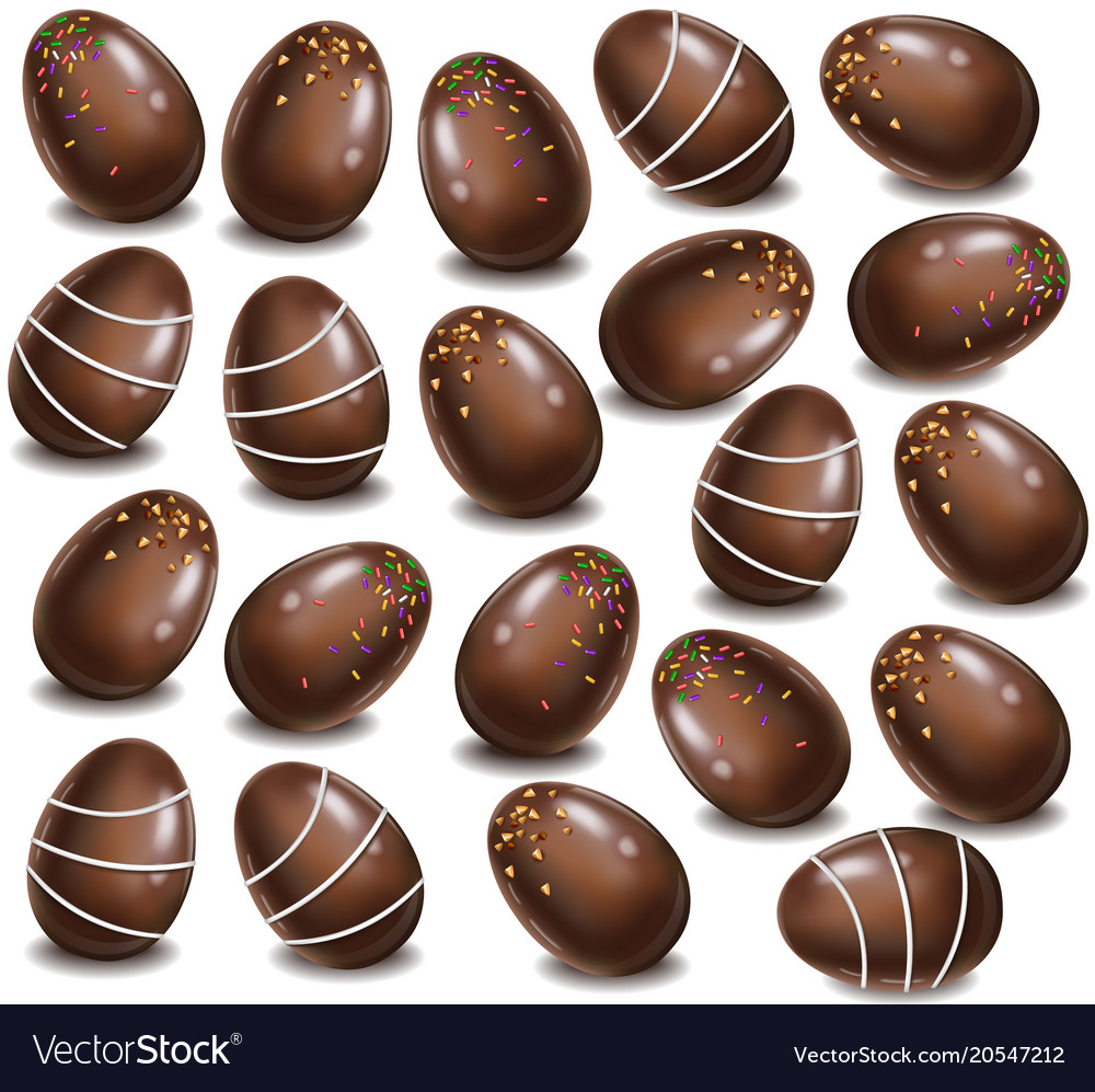 Chocolate eggs pattern background 3d Royalty Free Vector
