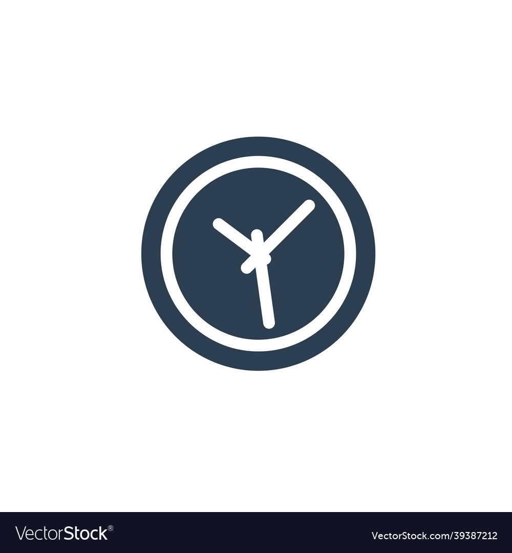 Clock time watch solid flat icon Royalty Free Vector Image