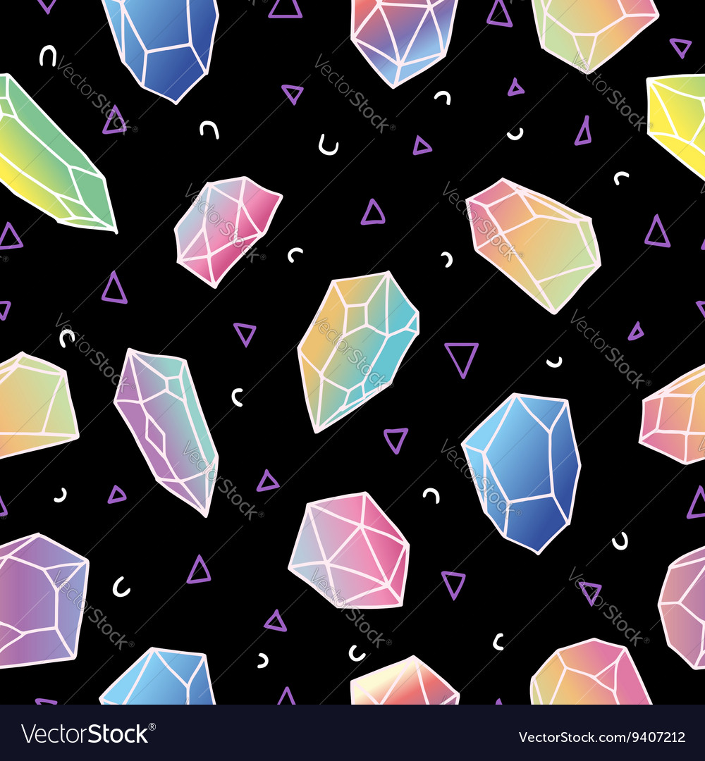 Crystal seamless pattern 80s colorful background Vector Image