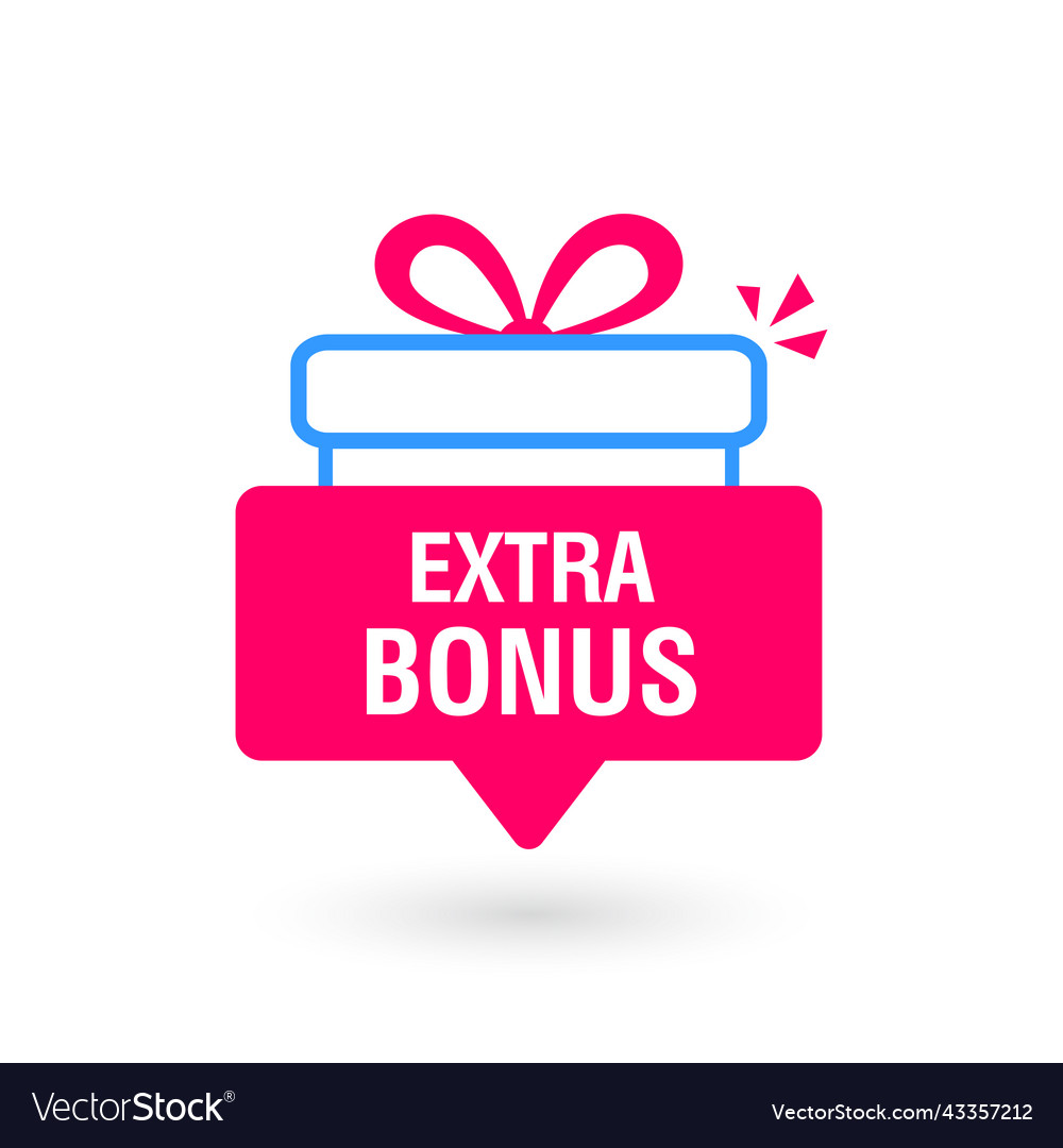 Extra Bonus Label Banner mit Geschenkbox vector image Extra Bonus Label Banner mit Geschenkbox