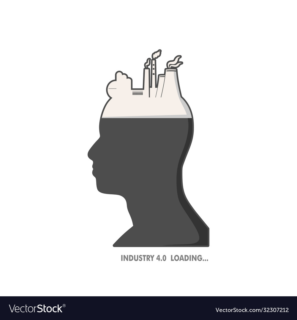 Head with factory for brain vector image Head with factory for brain