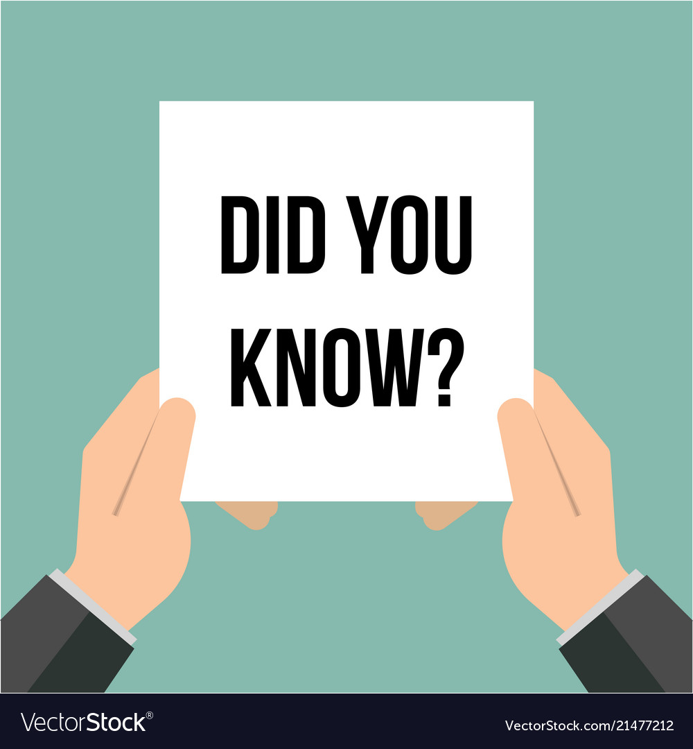 Man showing paper did you know text vector image Man showing paper did you know text