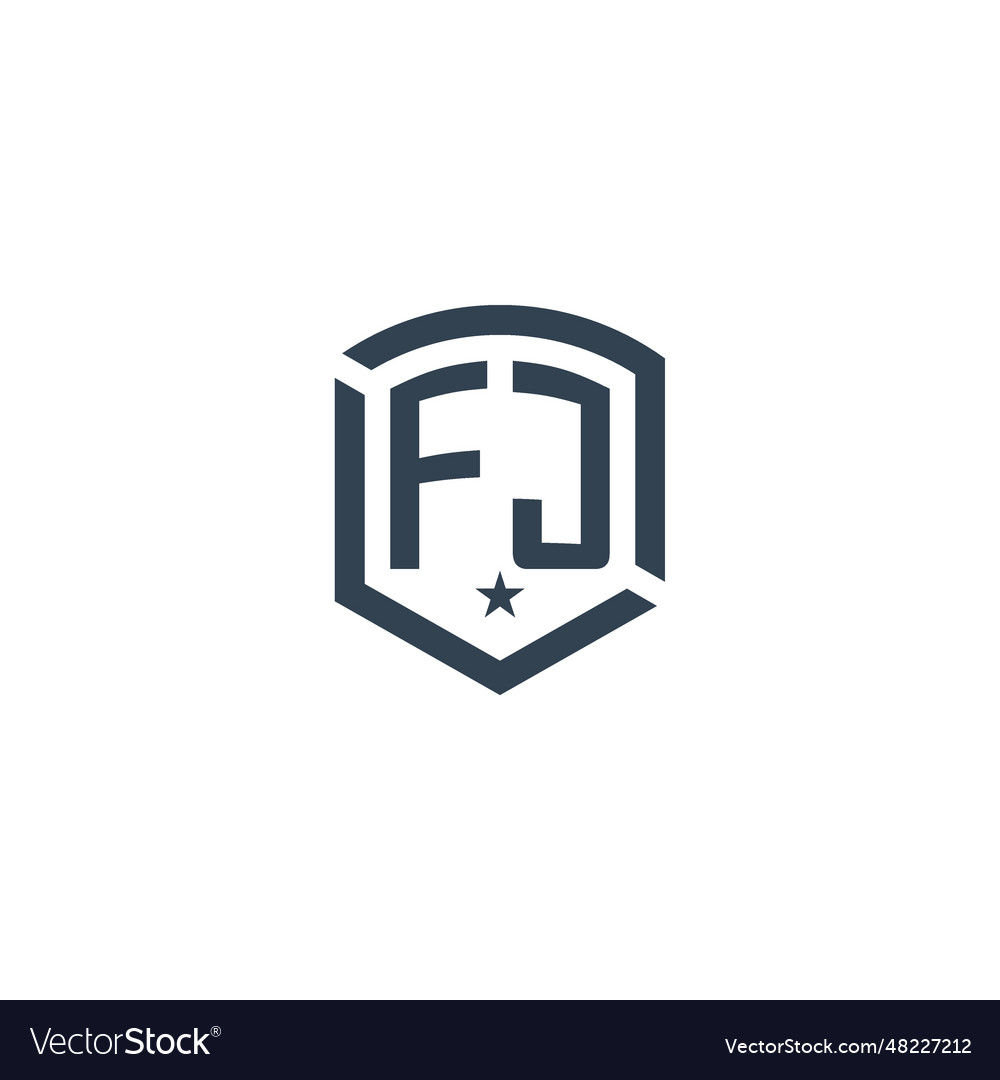 Monogram fj star shield logo design inspiration