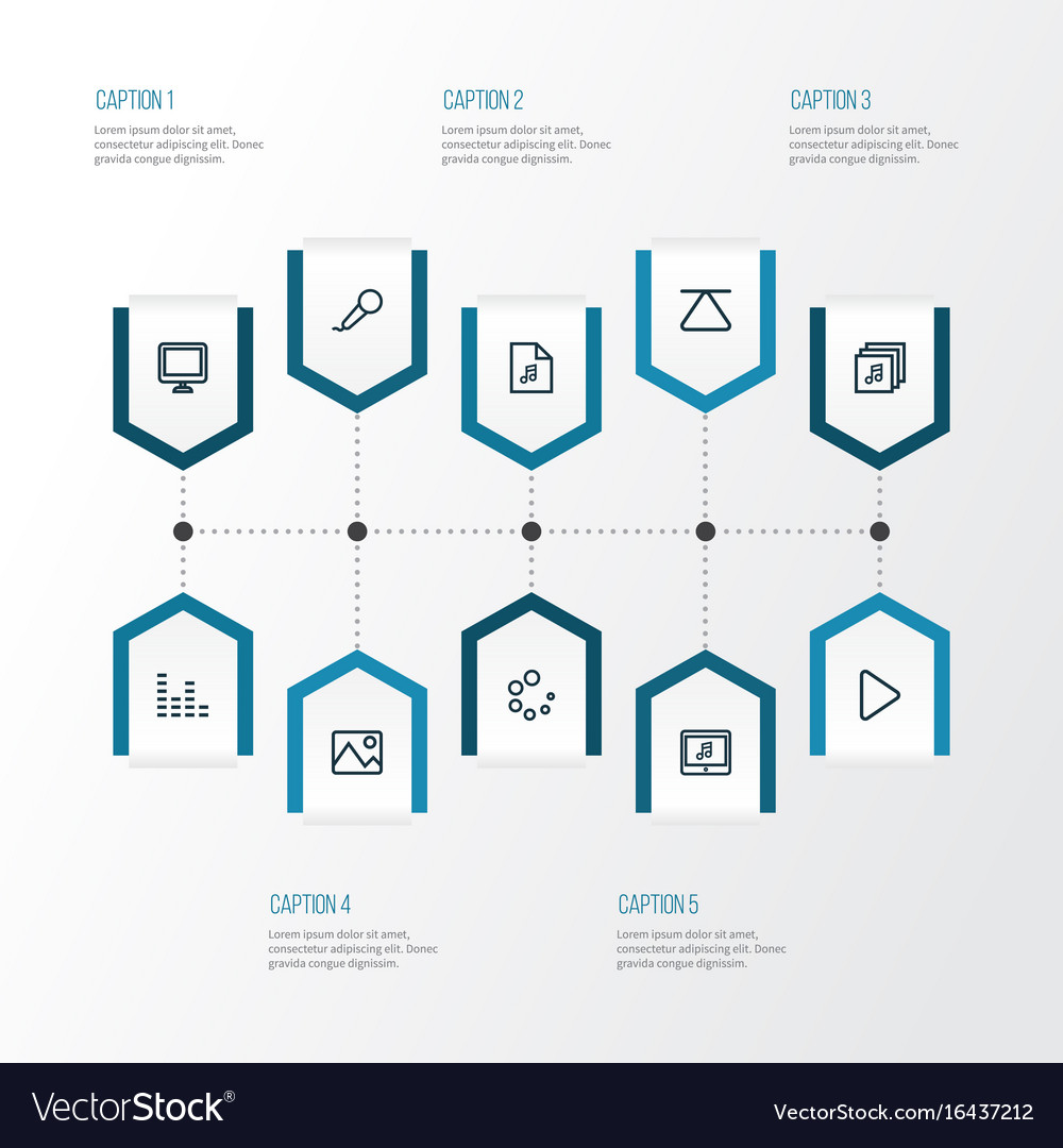 Multimedia outline icons set collection of eject