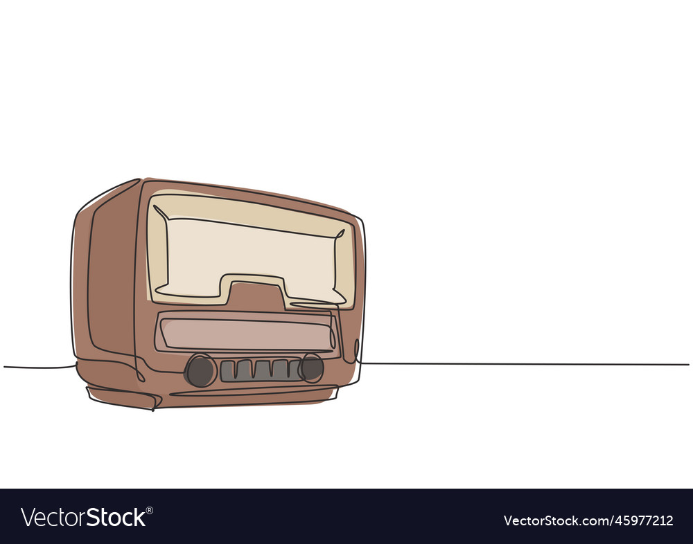 One continuous line drawing of retro old vector image One continuous line drawing of retro old