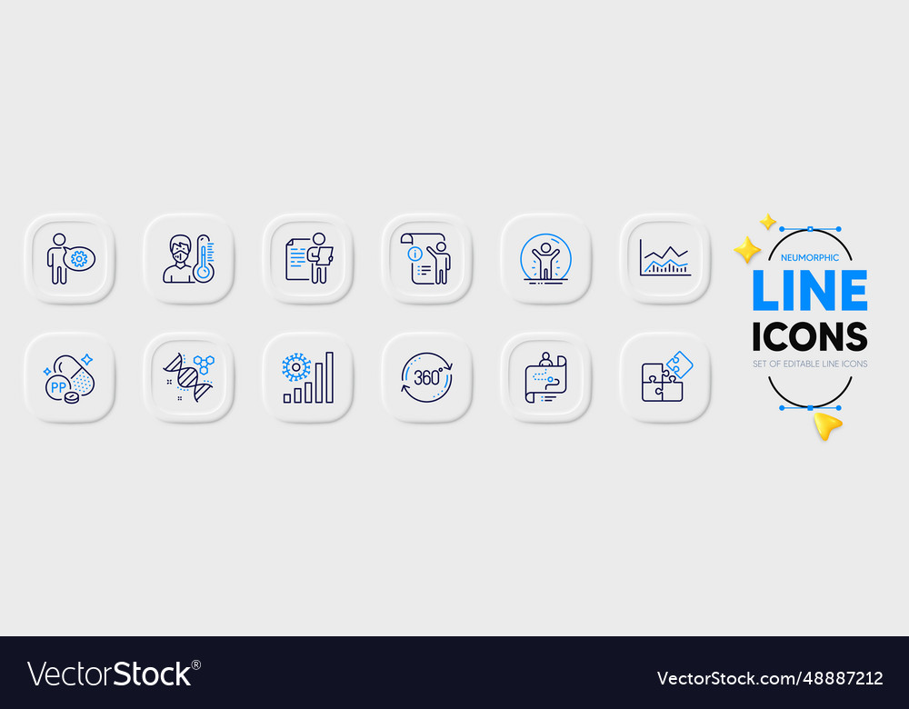 Puzzle niacin and full rotation line icons vector image Puzzle niacin and full rotation line icons