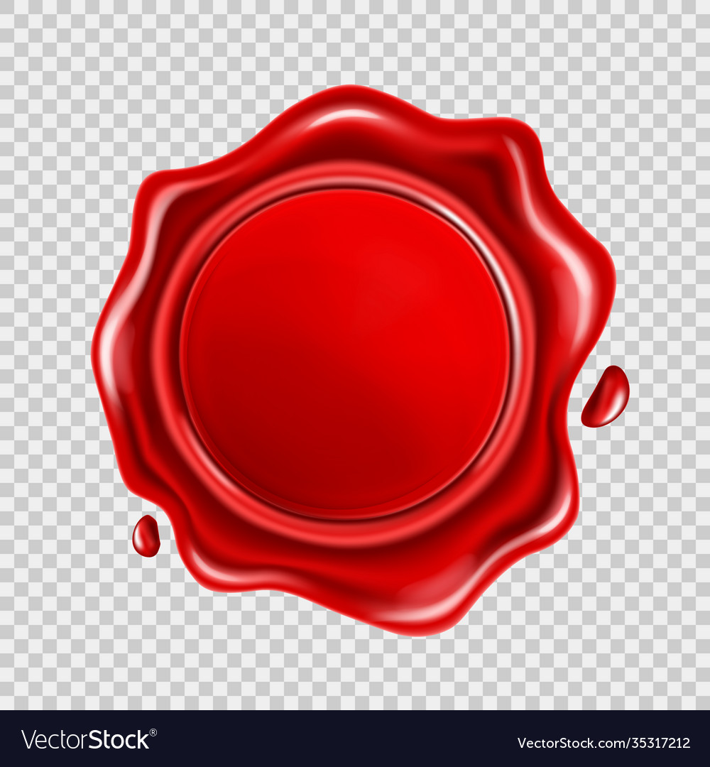 Red wax seal isolated on transparent background Vector Image