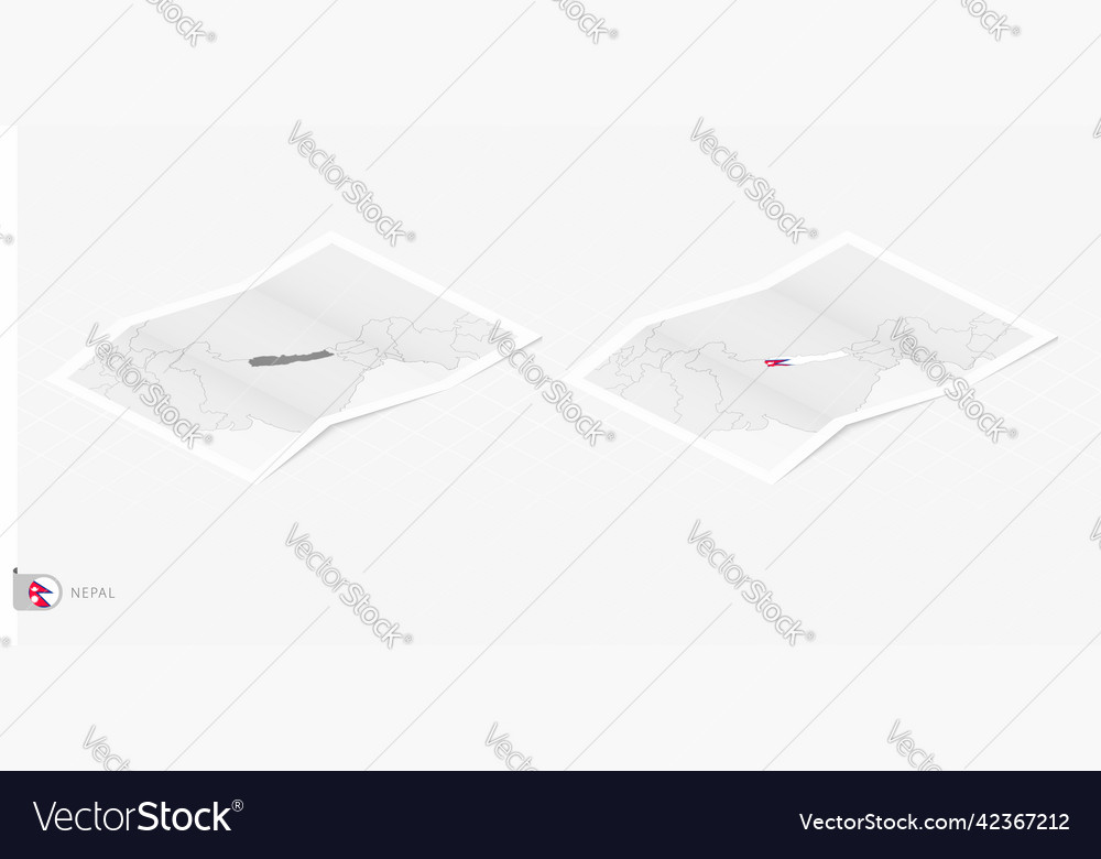 Set of two realistic map nepal with shadow