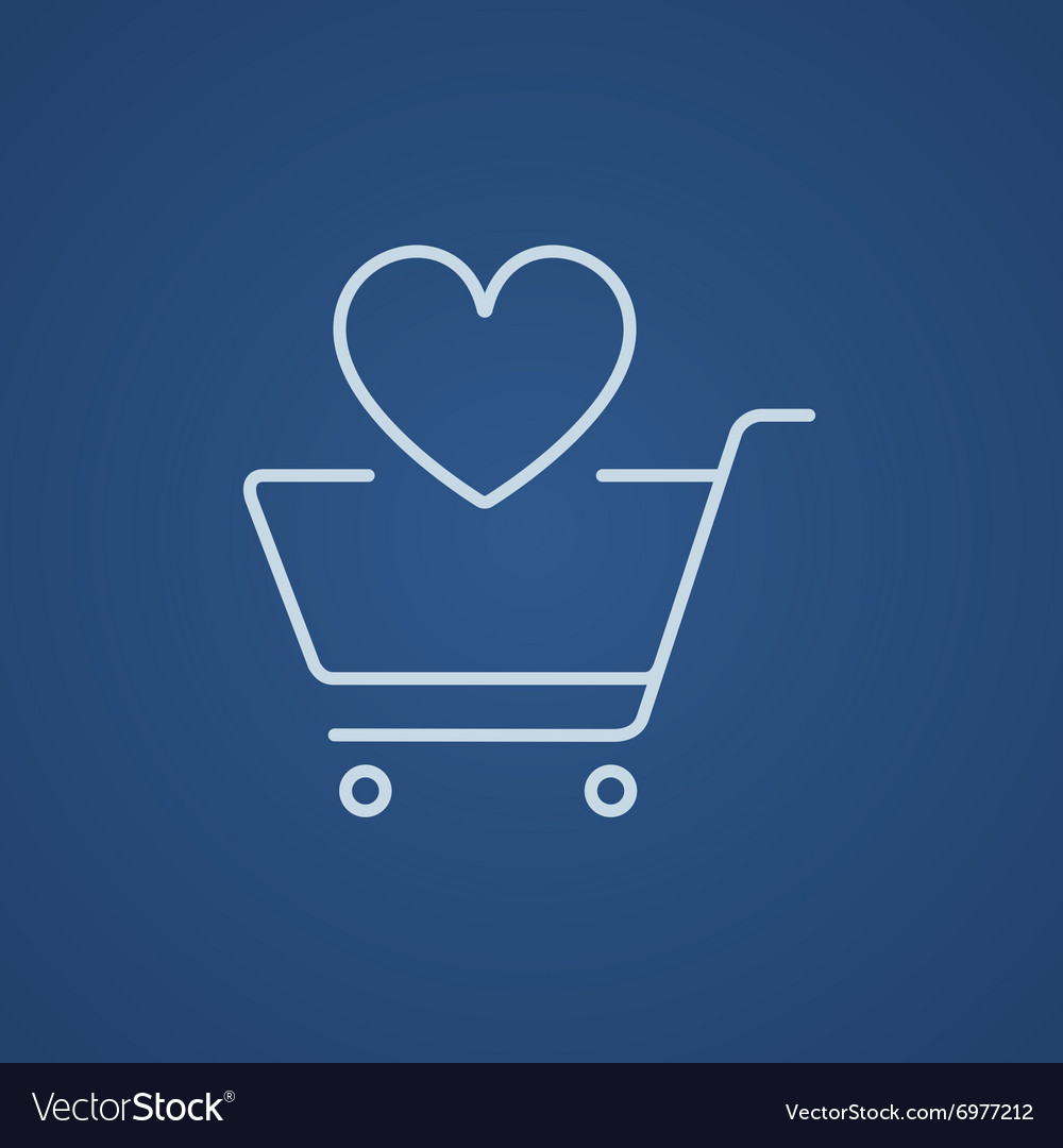 Shopping cart with heart line icon