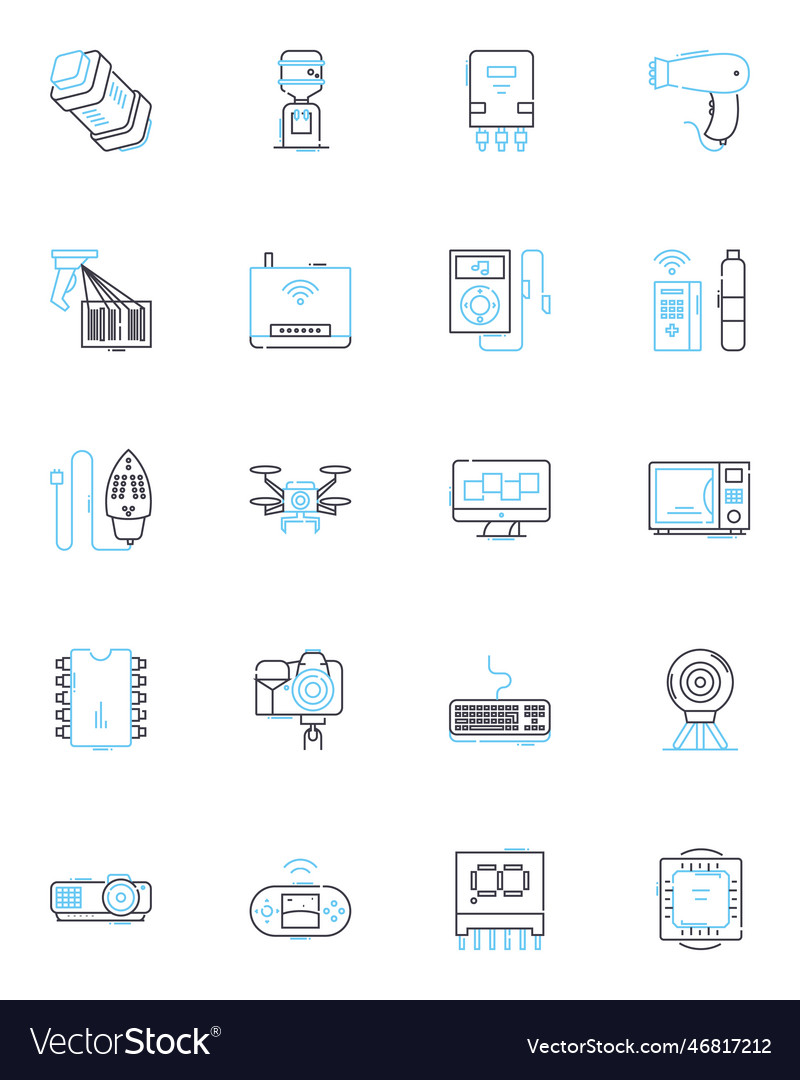 Smartphs linear icons set mobile device vector image Smartphs linear icons set mobile device