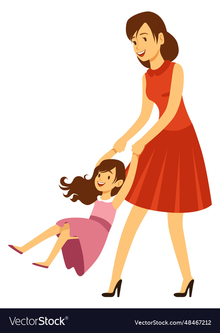 Woman play with girl happy mother daughter Vector Image