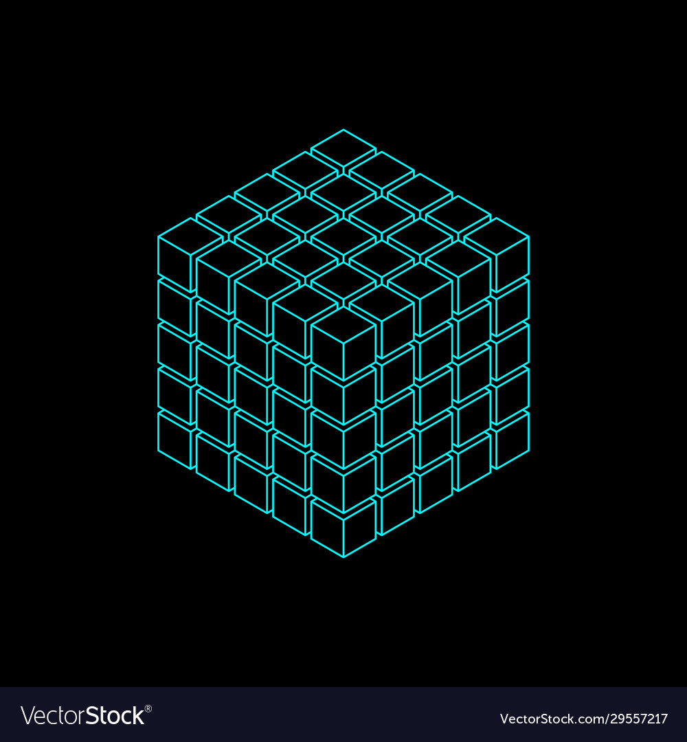Abstract 3d cube from cubes isometric projection