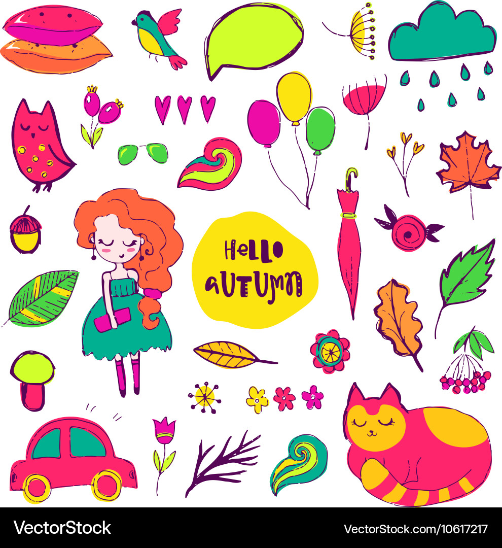 Autumn isolated elements collection Royalty Free Vector