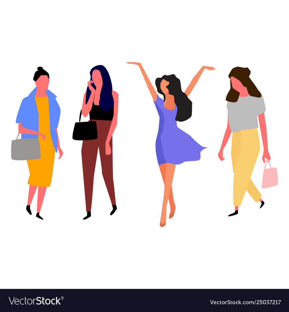 Beautiful young women in fashion clothes vector image Beautiful young women in fashion clothes