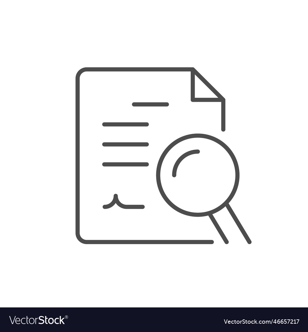 Document search line outline icon Royalty Free Vector Image