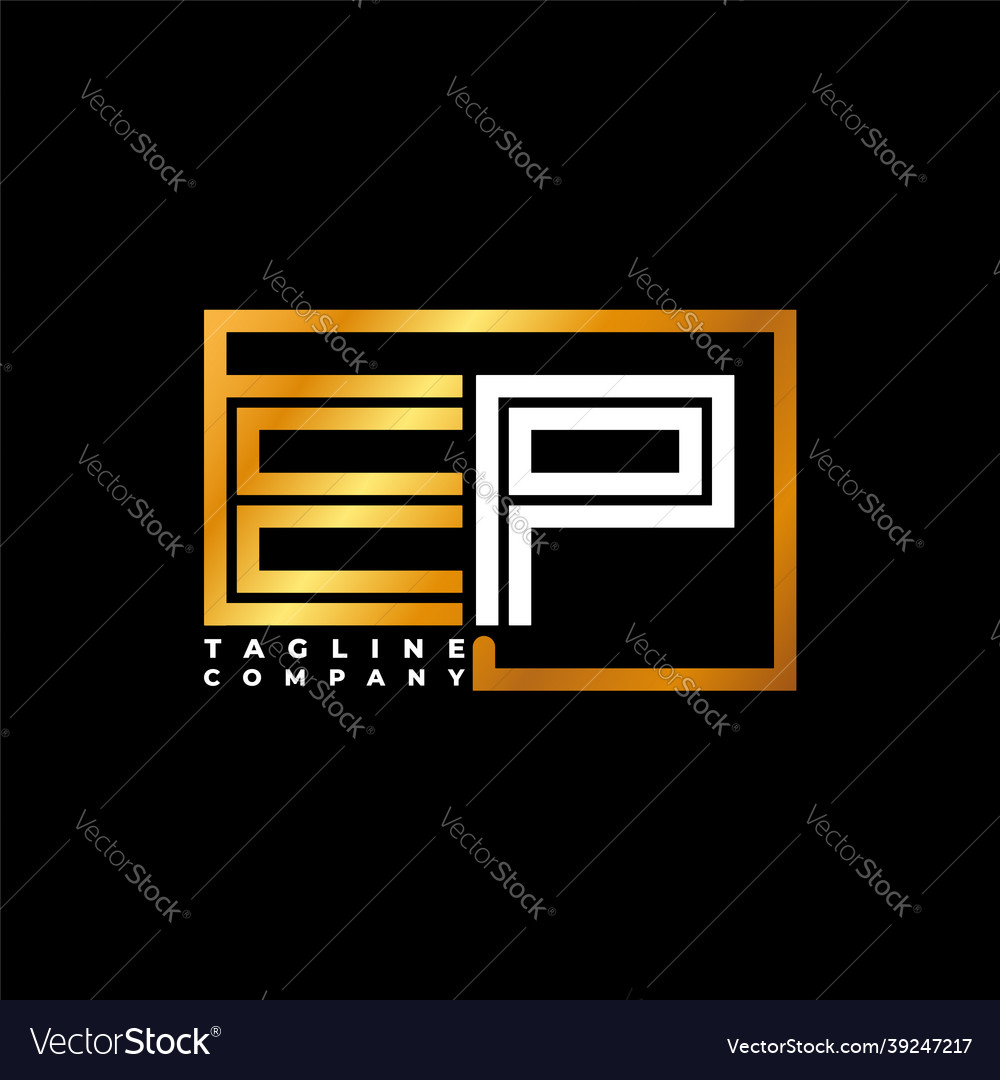 Ep letter golden shape line