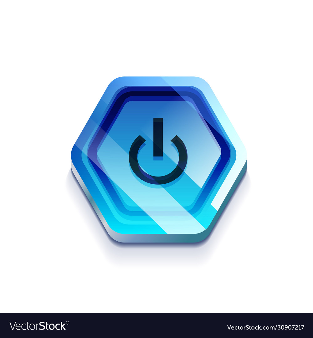 Glossy power web button icon vector image Glossy power web button icon